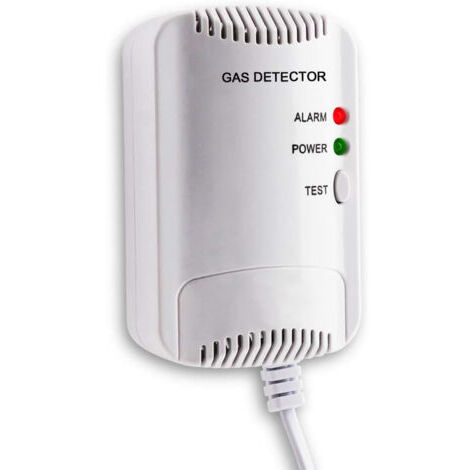 Détecteur de Gaz - Capteur de Fuite de gaz LPG/Gaz Naturel/Charbon, Moniteur de gaz Butane Méthane Propane, Avertissement de Lumière Stroboscopique, Alarme de gaz enfichable Convient pour la Cuisine
