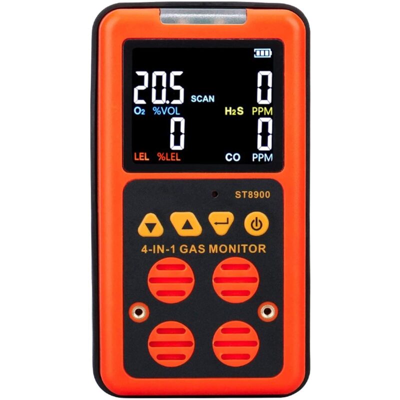 Détecteur de gaz Détecteur de gaz Combustible - Analyseur de gaz 4 en 1 O2 H2S CO LEL Détecteur de Fuite de gaz Combustible Durable