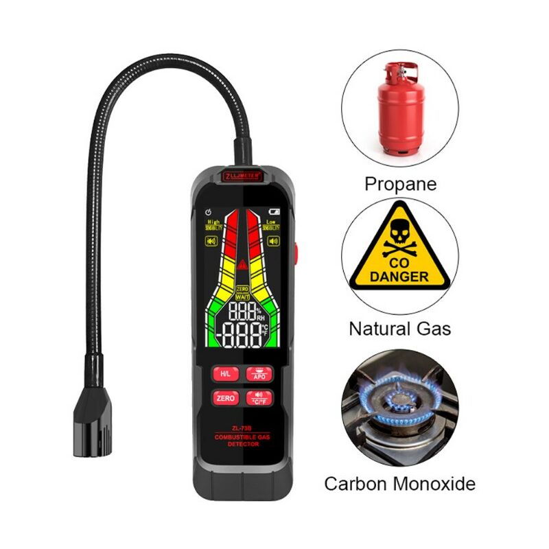 Csparkv - Détecteur de Gaz Naturel Détecteur de Fuites de Gaz avec Sonde de 9,4 Pouces Testeur de Gaz Portable avec Alarme Sonore et Visuelle pour