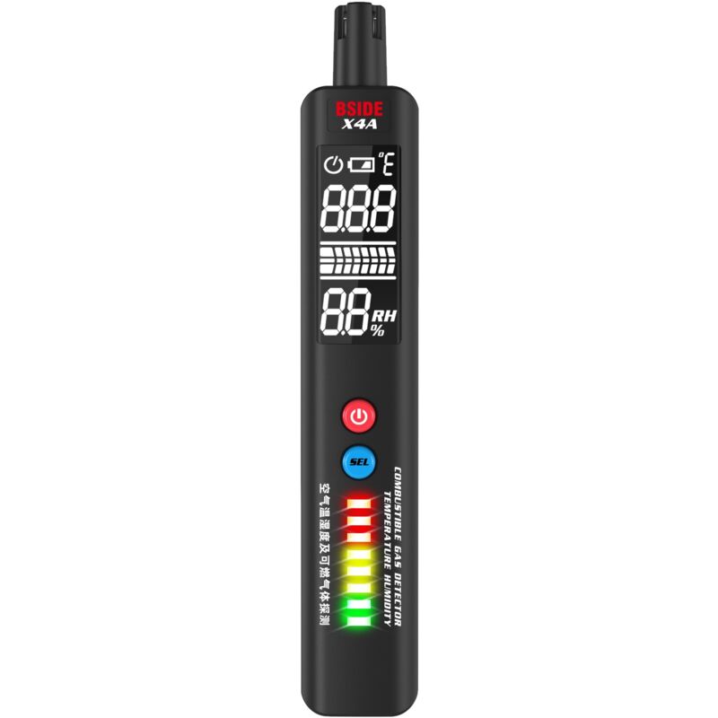 Durficst - X4A détecteur de gaz Combustible Portable Alarme de Fuite de gaz Naturel détection de la température et de l'humidité de l'air 1 pc