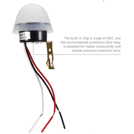 Détecteur De Lumière Photocell 12V/220V avec Relais SMT pour Lumière Street Commutateur Sensor ABS Noir (1 Unité) 11x7cm Contrôle Automatique Auto On Off