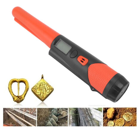 Détecteur de Métaux avec Écran LCD pour Recherche d'Or et Fonction Lampe de Poche Orange-KZQ
