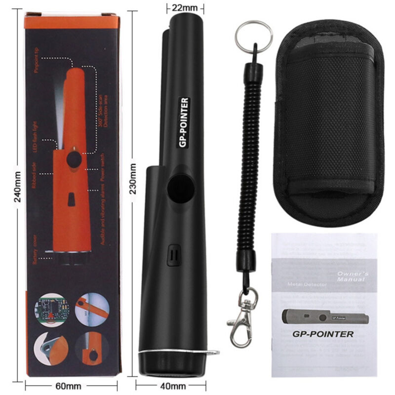 Détecteur de métaux pointeur pour la détection de métaux, Chasse au Trésor, Recherche 360 ° Or Chasse au Trésor Aiguille, LED, Outils étanches