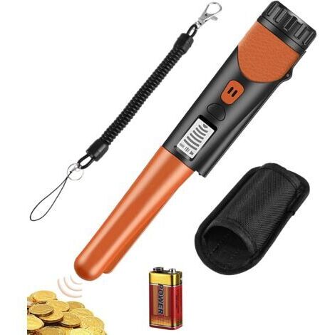 Détecteur de métaux Portable, Détecteur de Métaux Pinpointer,détecteur de métaux à Balayage à 360 °, Etanche Pinpointer Détecteur,avec indicateur LED et des Piles，pour Chasse aux Trésors