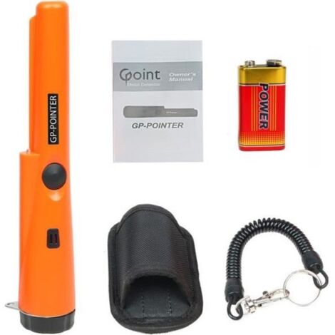 Détecteur de métaux Portable Pointeur de métaux Scan à 360 ° Chasse au trésor pour sécurité, vestiges, Batterie 9V incluse -Orange