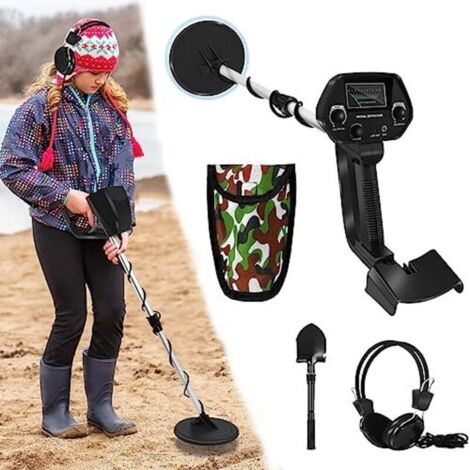 Détecteur de métaux pour enfants jusqu'à 30 cm de profondeur – Écran LCD – Accessoires inclus : pelle et sac de transport – Léger 0,6 kg