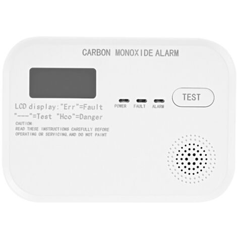 Détecteur de monoxyde de carbone 3 piles AA incluses – Autonomie 1 an – Signal d'alarme 85 dBa – Écran LCD avec témoin de décharge – Profile