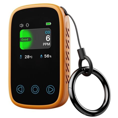 Détecteur de monoxyde de carbone de voyage, alarme de CO rechargeable, mini alarme portable pour tente de camping avec écran couleur HD, orange