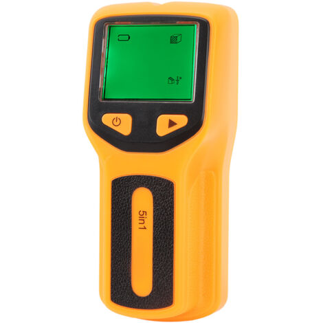 Détecteur de montants 5 en 1 avec écran LCD, pour tuyauterie, métal, bois, solives, bordures et poutres centrales (orange).