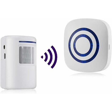 Détecteur de Mouvement Alarme, Sirène Détecteurs de Mouvement Infrarouge-Sensor Alarme sans Fil PIR Set Détecteur de Mouvement Détecteur Infrarouge 38 Sonneries，GU.B/bon