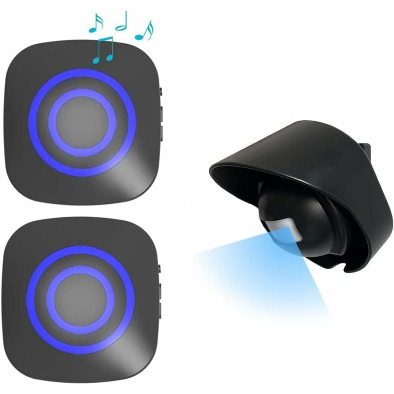 Csparkv - Détecteur de Mouvement Alarme, Système D'alarme de Sécurité à Domicile sans Fil avec 1 capteur de Mouvement pir et 2 Récepteur, 38