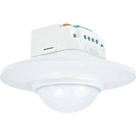 Détecteur de mouvement encastré 25340 – Angle de détection 360° – Portée jusqu'à 16m – Relais IP20 pour installation plafond – Zublin