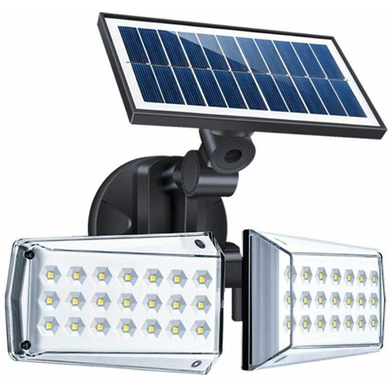 Détecteur de mouvement extérieur réglable 2 lumières de sécurité LED, 20W, IP65, projecteur extérieur, lampadaire solaire étanche, pour garage,