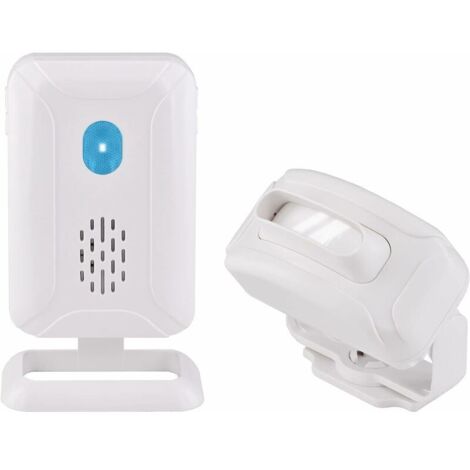 Détecteur De Mouvement Extérieur - Sonnette De Porte Pour Chien Et Chat - Étanche Ip54 - Sonnette De Bienvenue Sans Fil Pir Pour Magasin, Bureau, Maison, Allée, Blanc - 1 Pièce