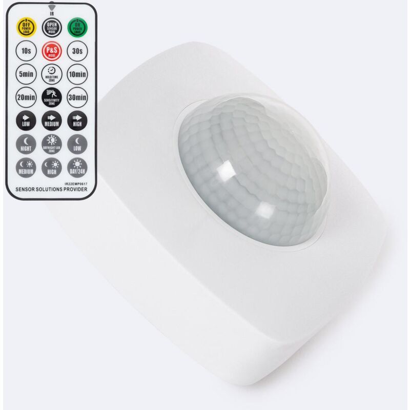 Ledkia - Détecteur de Mouvement Haute Sensibilité pir 360º IP65 avec Télécommande Blanc