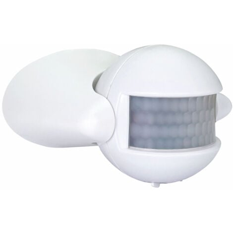 Détecteur de mouvement infrarouge blanc, IP44, portée 12m, angle detect. 180°, garantie 3 ans - Tibelec