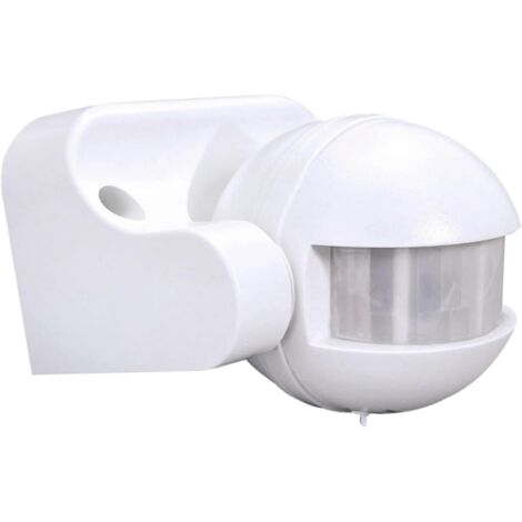 Détecteur de Mouvement Infrarouge Blanc, IP44, portée 12m, Angle Detect. 180°