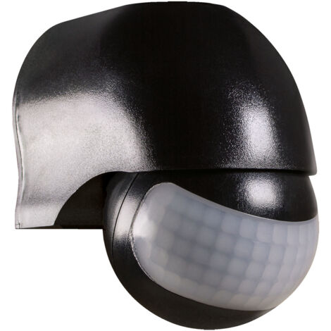 Détecteur de mouvement infrarouge noir, IP44, portée 12m, angle detect. 180°, garantie 5 ans - Tibelec