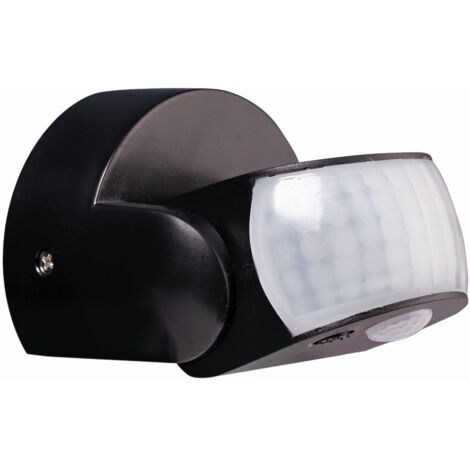 Détecteur de mouvement infrarouge noir, IP65, portée 12m, angle detect. 180°, garantie 5 ans - Tibelec
