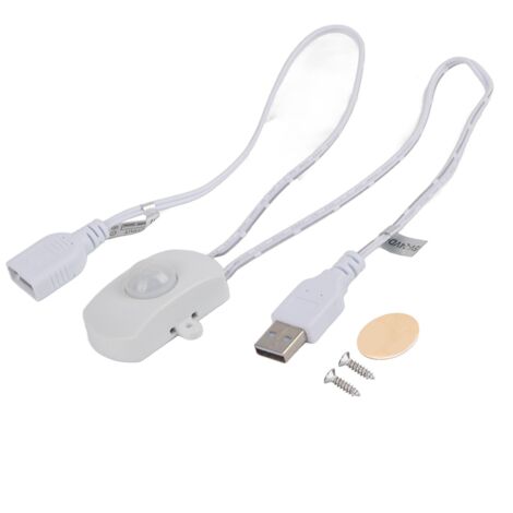 Détecteur de mouvement infrarouge PIR 2A DC 5-24V, interrupteur automatique, bande LED, Interface USB, blanc