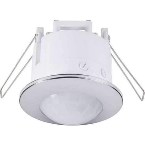 Détecteur de mouvement PIR encastré plafond 360°, relais chrome IP20, modèle 1289331