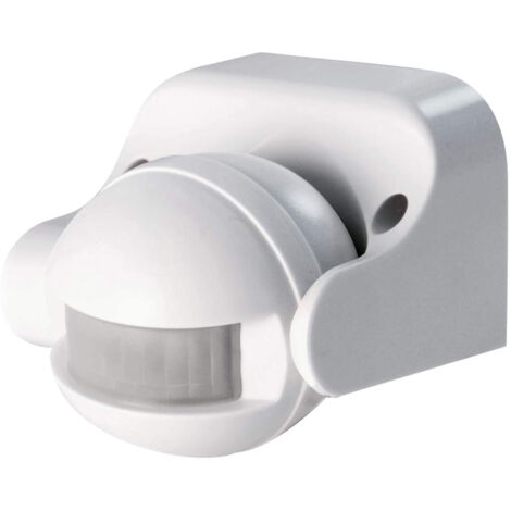 Détecteur de Mouvement pour Éclairage Extérieur, Distance Détection 12 m en Champ Libre, Angle 180°, IP44, LightSensor Blanc