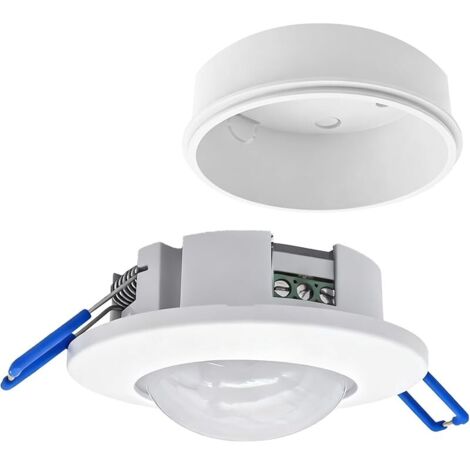Détecteur de mouvement pour plafond intérieur, montage encastré et en surface, détecteur de présence avec temps réglable de 10 s–10 min, portée 6 m/360°, capteur infrarouge, sensibilité lumineuse de 2