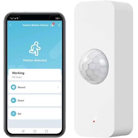 Détecteur de mouvement WiFi, Détecteur de mouvement intelligent pour la sécurité de la maison, Moniteur à distance d'app de détecteur de mouvement sans fil, Compatible les commandes vocales Alexa.