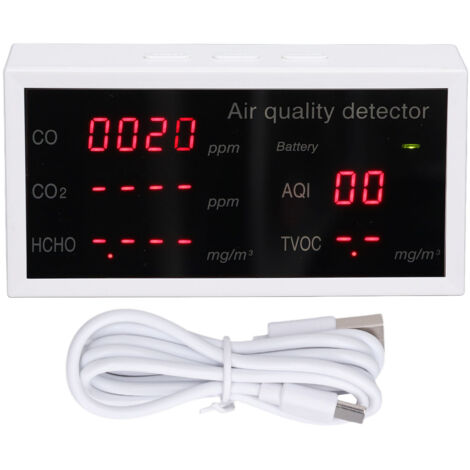 Détecteur de Qualité d'Air Intérieur 5 en 1 : Mesure PM2.5, CO2, HCHO - Moniteur Portable
