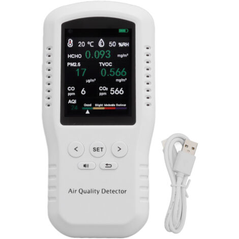 Détecteur de Qualité d'Air USB Précision - Écran LCD 3,2" Mesure PM2.5 Formaldéhyde Moniteur Multigaz CO2 TVOC HCHO Température Humidité - Bâti Batterie Poly 1500mAh 803450 - MÉNAGE NOUVEAU BUREAU