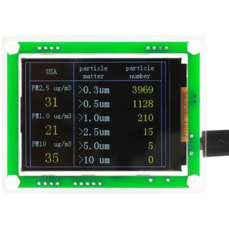 Détecteur de Qualité de L'air 2,8 Pouces Multifonctionnel Numérique Auto PM2.5 Testeur de Compteur de Qualité de L'air PM1.0, PM10.0, PM2.5, AQI, Température, Humidité, Particule