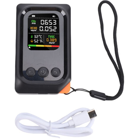 Détecteur de qualité de l'air 5 en 1 CO2 TVOC HCHO, testeur intelligent de température et d'humidité, Portable, Rechargeable, Compact
