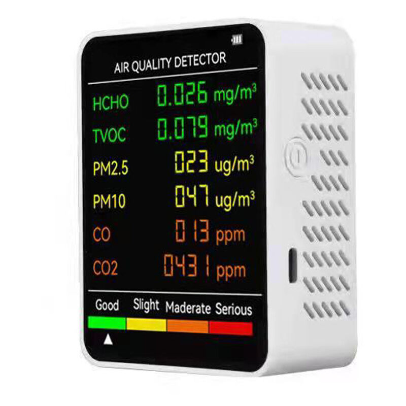 Ahlsen - Détecteur de qualité de l'air multifonctionnel 6 en 1 Détecteur de monoxyde de carbone Dioxyde de carbone Formaldéhyde Détecteur à grand