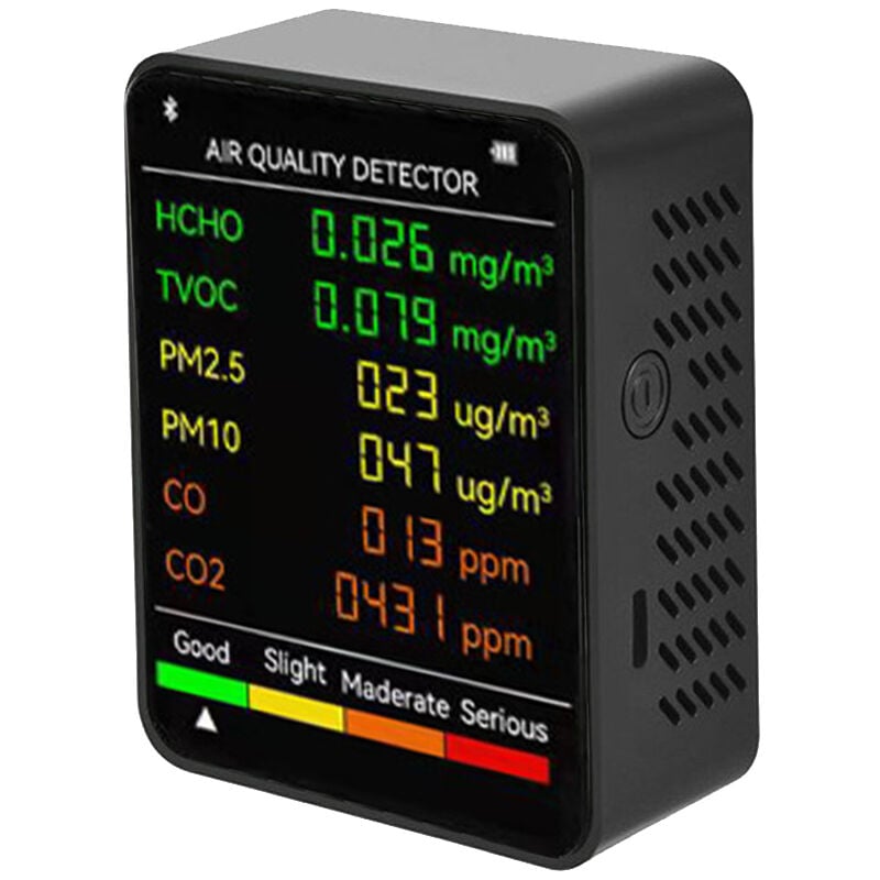 Lifcausal - Détecteur de qualité de l'air multifonctionnel 6 en 1 PM2.5 PM10 hcho tvoc co CO2 Moniteur de dioxyde de carbone formaldéhyde Écran lcd
