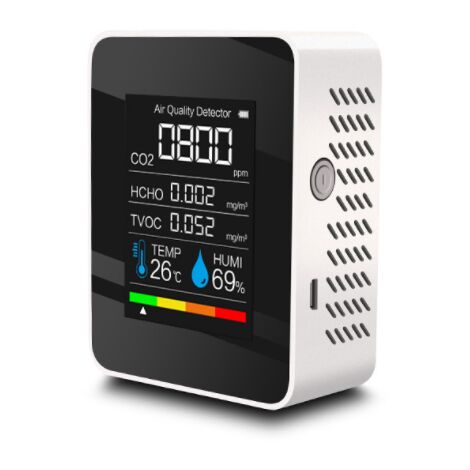 Détecteur de qualité de l'air portable Jauge de CO2 Mesure de température numérique Testeur d'humidité Détecteur de CO2 TVOC Formaldéhyde HCHO，bianc