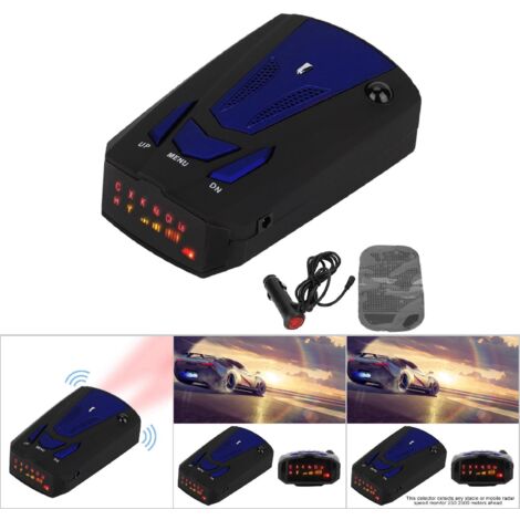 Détecteur de Radar Laser V7 GPS 16 Bandes - Alerte Vocale 360° pour Sécurité Routière (Bleu)