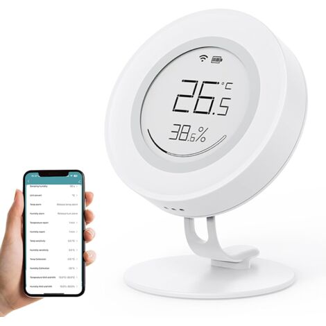 Détecteur de température et d'humidité portable, hygromètre précis, affichage numérique, adapté à la maison, au bureau, à la chambre de bébé, blanc