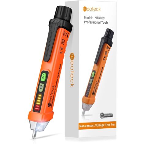 Détecteur de Tension Sans Contact 12-1000V, Test de Fil de Phase/Neutre, Buzzer Sonore & Lumineux, Lampe de Poche, AC 50-500Hz, Stylo Testeur de Tension NCV