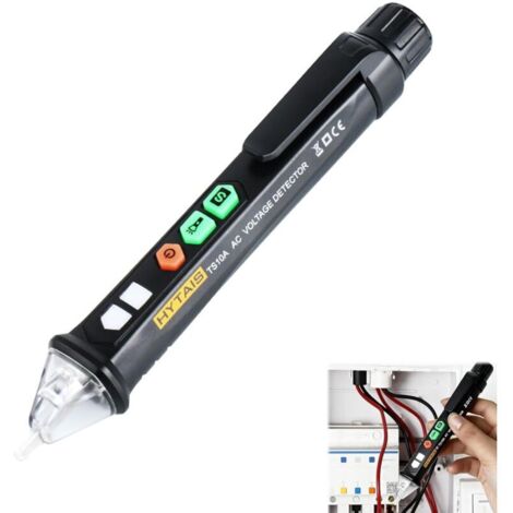 Détecteur de Tension Sans Contact Avec Stylo Testeur de Tension Outillage Electricien Détecteur de Voltage AC 12-1000V Avec Alarme Sonore et Lumineuse et Lampe Torche avec Notice
