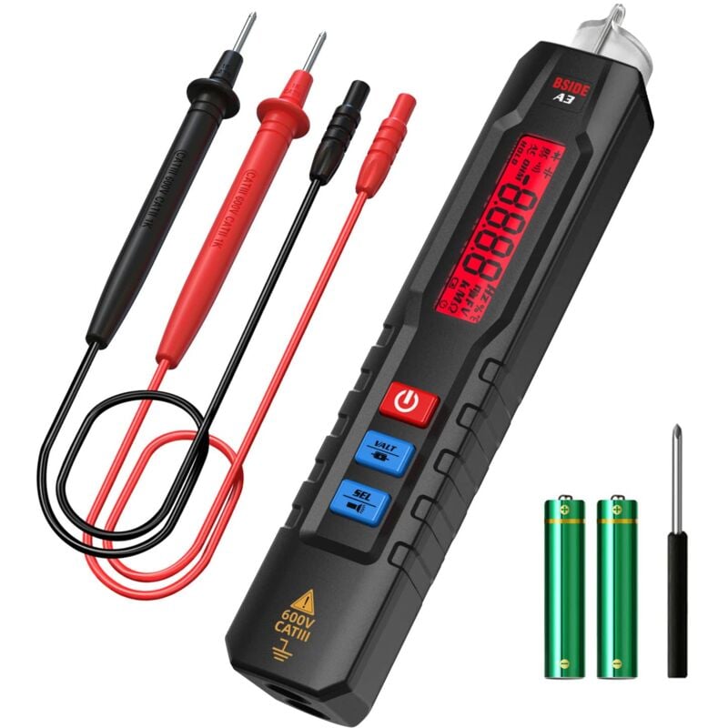 Durficst - Détecteur de Tension Sans Contact Stylo Multimètre Automatique ncv 6V-1000V avec Sensibilité Réglable Testeur Multifonction de Continuité