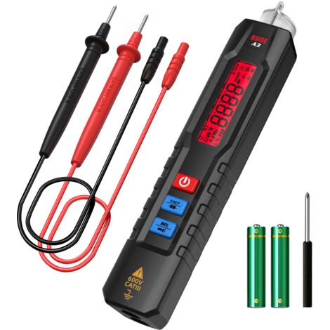 Détecteur de Tension Sans Contact Stylo Multimètre Automatique NCV 6V-1000V avec Sensibilité Réglable Testeur Multifonction de Continuité Résistance Diode Capacité Vérificateur Fil sous Tension
