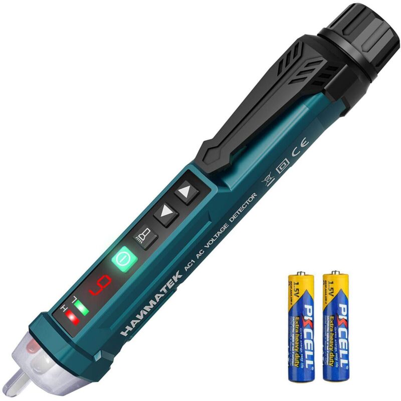 Beijiyi - Détecteur de Tension sans Contact,Sensibilité Réglable/Écran lcd/led Lampe de Poche/Double Portée 12V/48V-1000V