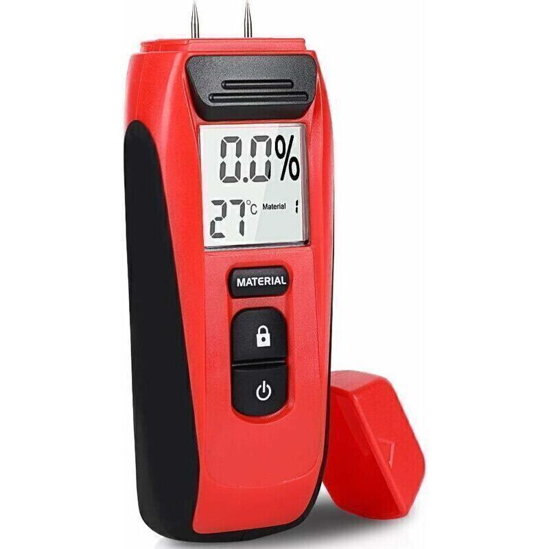 Détecteur d'humidité pour divers matériaux, Testeur D'humidité avec écran led et 2 Broches, Hygromètre Numérique Portable Peut Détecter le Bois, Les