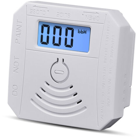 Détecteur fuites CO capteur électrochimique, écran LCD 3 chiffres, alarme sonore lumineuse, LED autotest, indicateur batterie faible, mémoire