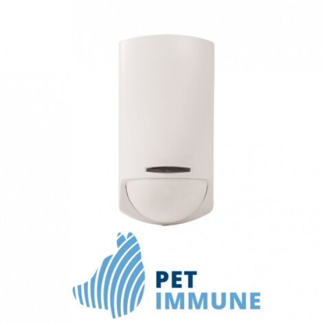 Détecteur infrarouge passif d'intérieur. Immunisé contre les animaux jusqu'à environ 25 kg. Analyse du signal numérique.
