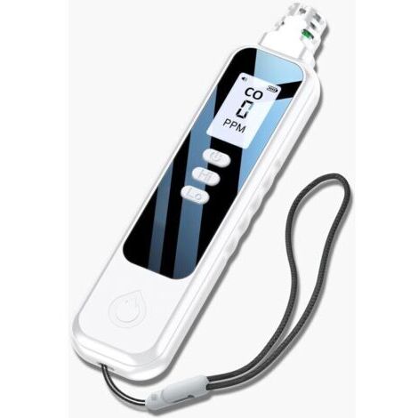 Detecteur Monoxyde Carbone gaz，Mini Détecteur Monoxyde de Carbone Gamme 0-999PPM, Detecteur CO Écran LCD - Blanc