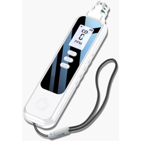 Detecteur Monoxyde Carbone gaz，Mini Détecteur Monoxyde de Carbone Gamme 0-999PPM, Detecteur CO Écran LCD - Blanc