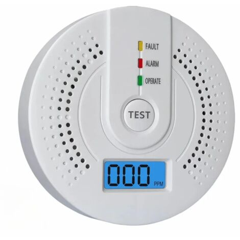 Détecteur monoxyde carbone LED, bouton silencieux, alarme sécurité domicile