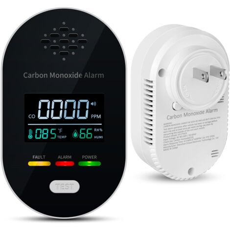 Détecteur Monoxyde de Carbone 3-en-1 – Capteur Température Humidité Affichage LCD Portable Blanc