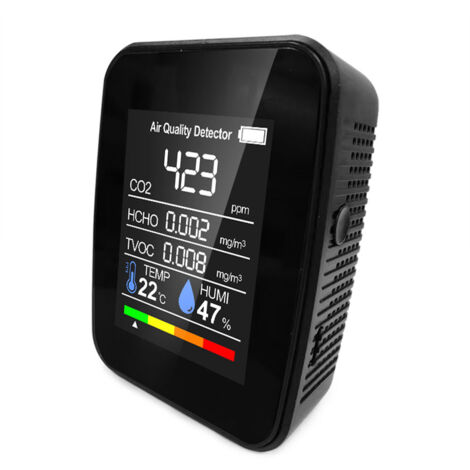 Détecteur qualité air maison multifonction, testeur CO2, affiche CO2 COVT formaldéhyde conso élec température humidité, auto-étalonnage